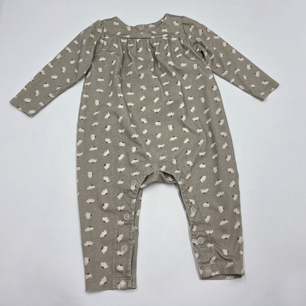 Viverano Organics baby girl floral wrap neck jumpsuit size 3-6 months